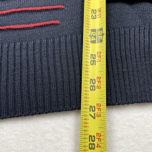 Cag Triko Men’s Wool Mock Neck Sweater Navy Red Striped Business Preppy-M - Picture 4 of 11